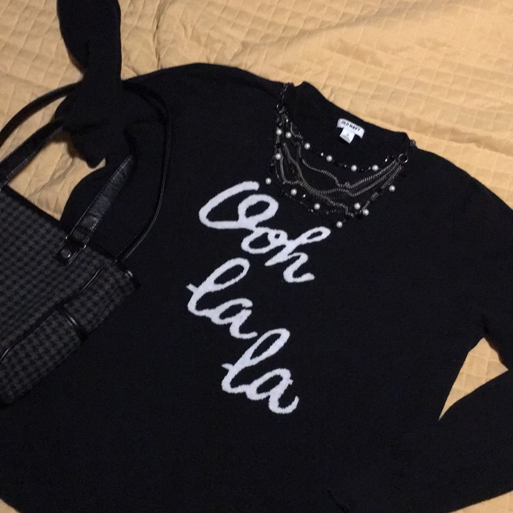 XL Lightweight Black Sweater “Oh La La”